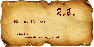 Remes Benke névjegykártya